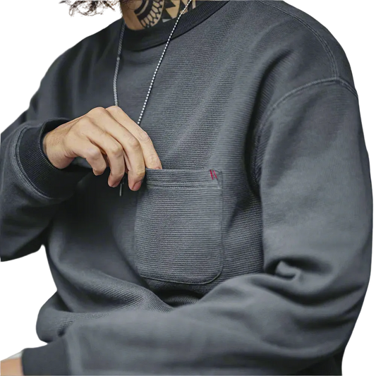 Waffle Knit Pocket Crewneck