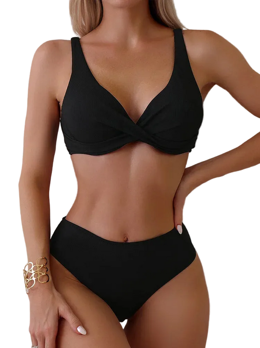 Front Twist High Waist Bikini Set