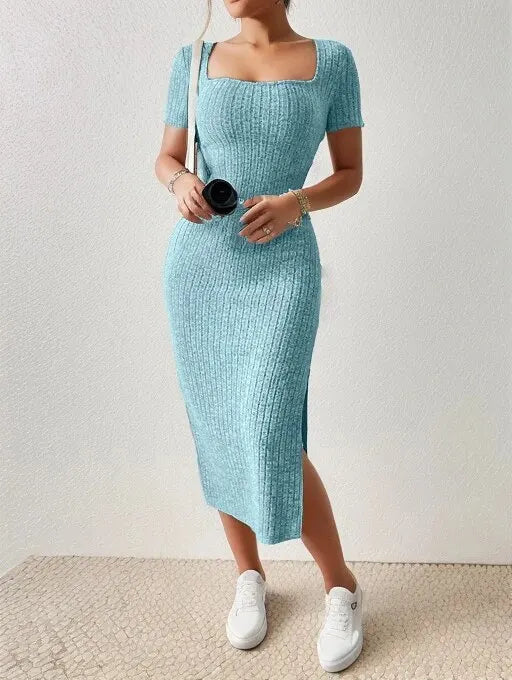 Summer Knitted Slit Dress