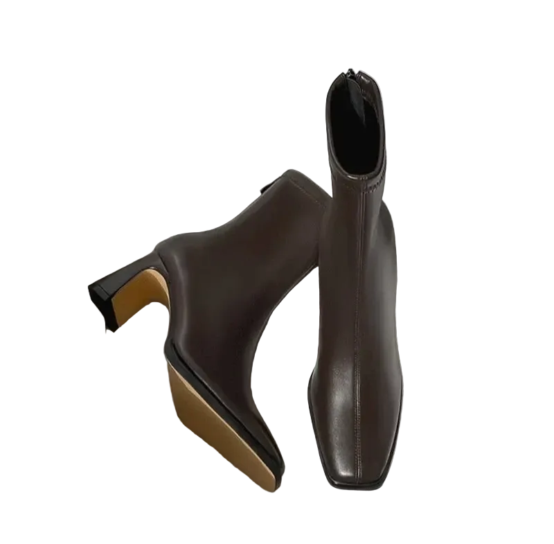 Vintage Thick Heel Short Booties