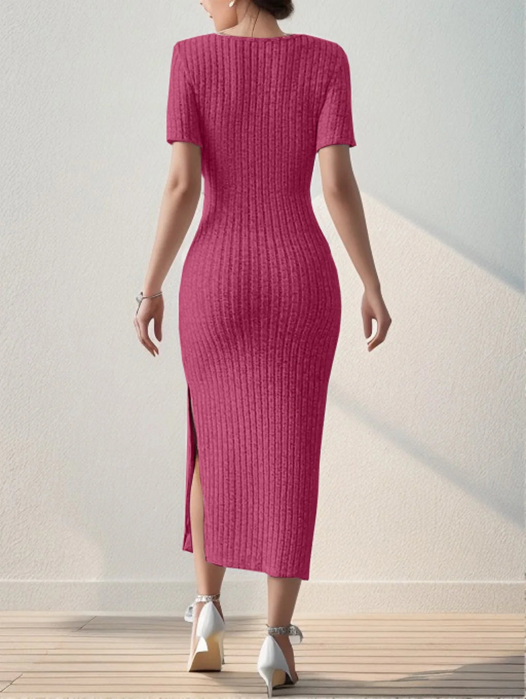 Summer Knitted Slit Dress