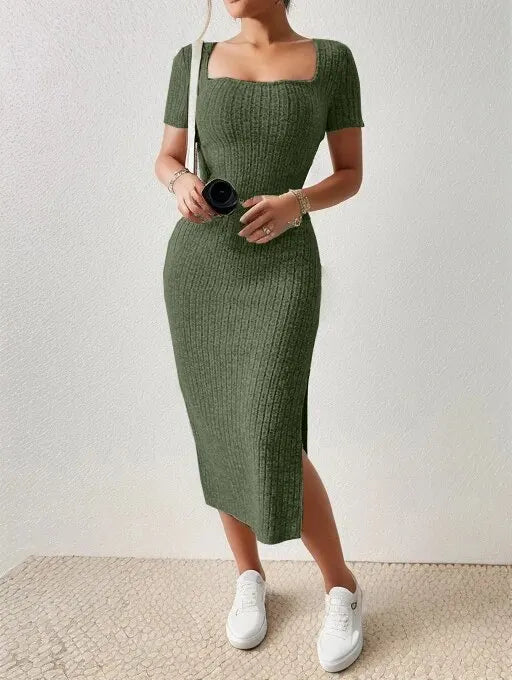 Summer Knitted Slit Dress