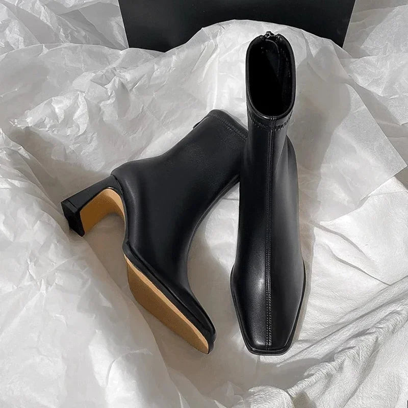 Vintage Thick Heel Short Booties
