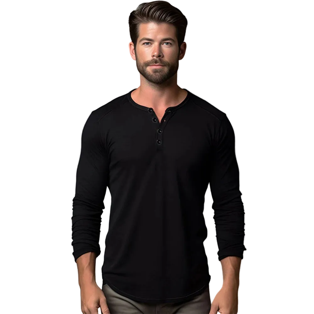 Slim Fit Quarter Button Long Sleeve