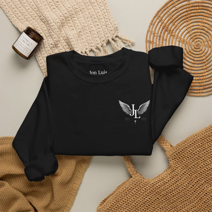 Angel Graphic Crewneck Sweatshirt — "jonluis" Vintage Statue Design