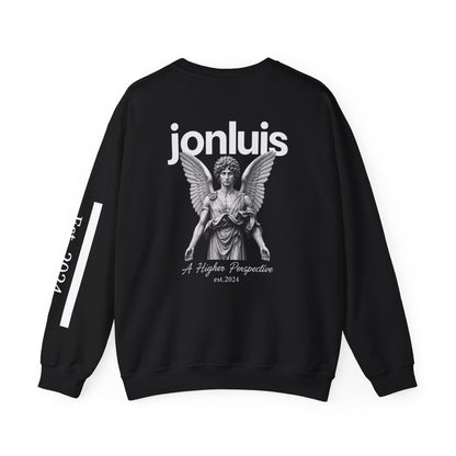 Angel Graphic Crewneck Sweatshirt — "jonluis" Vintage Statue Design