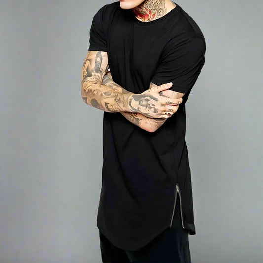 Side Zipper Droptail Tee