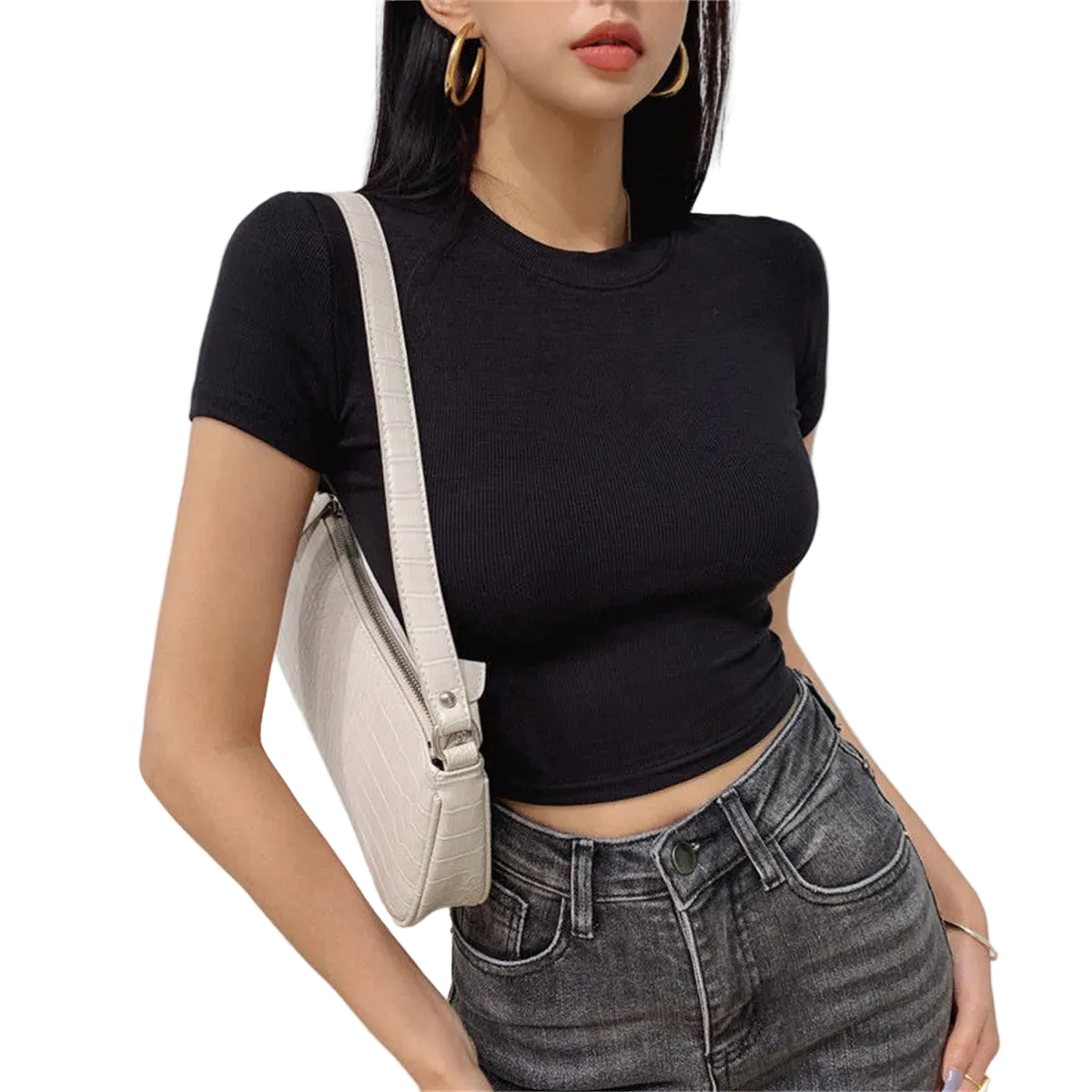 Short Sleeve Low-Turtleneck Top