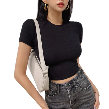 Short Sleeve Low-Turtleneck Top