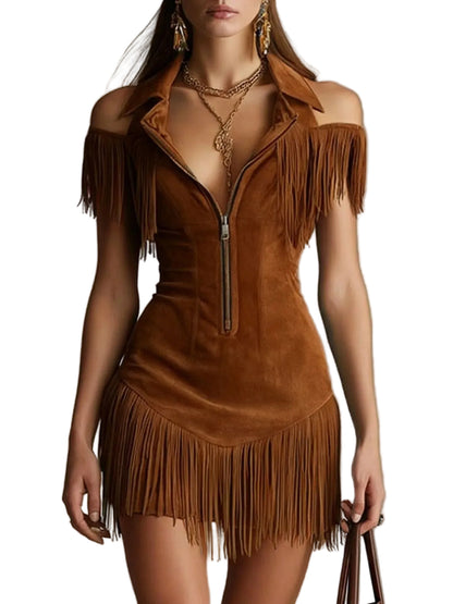 Suede Fringe Dress