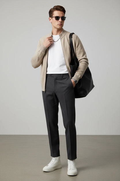 Men's Lightweight Mock Collar Cardigan Zip-Up