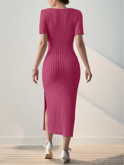 Summer Knitted Slit Dress