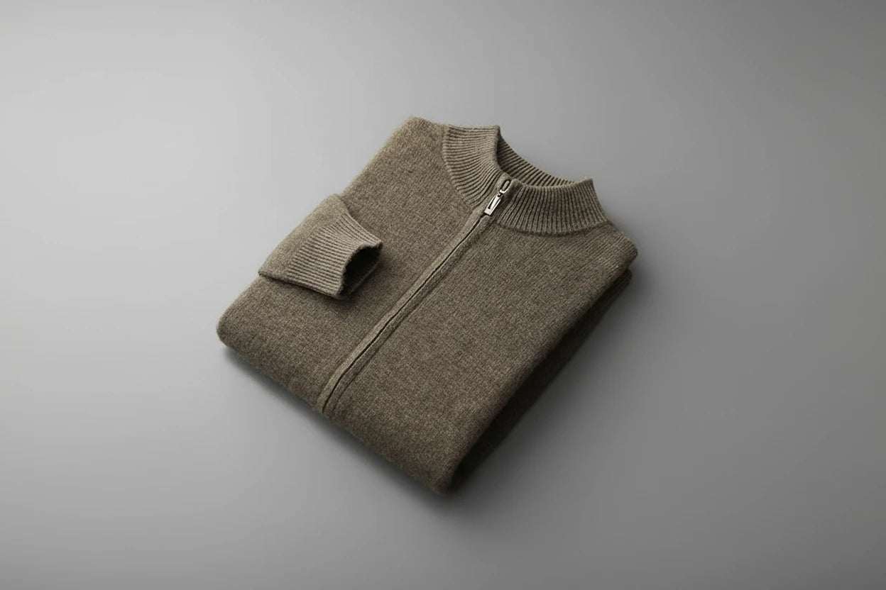 Men's Lightweight Mock Collar Cardigan Zip-Up