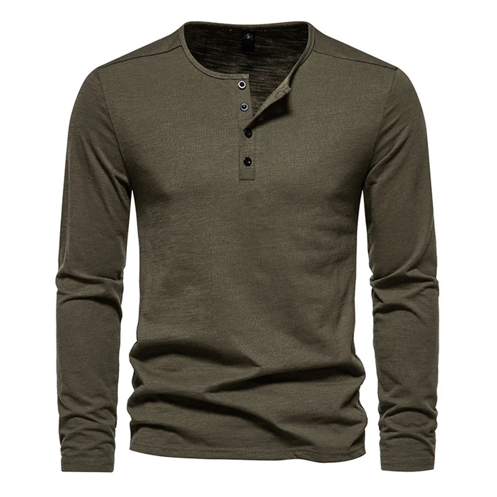 Slim Fit Quarter Button Long Sleeve