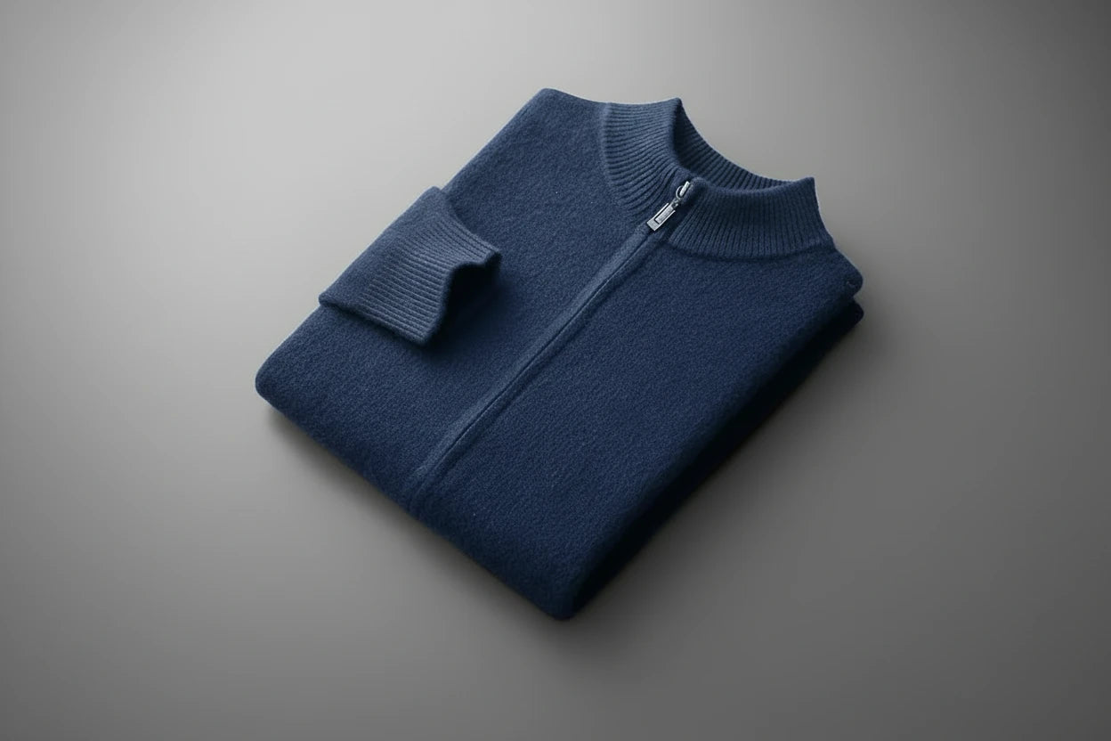 Men's Lightweight Mock Collar Cardigan Zip-Up