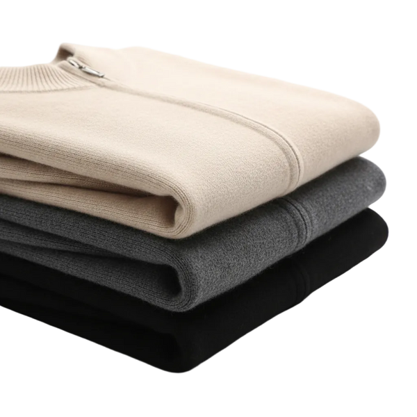 Men's Lightweight Mock Collar Cardigan Zip-Up