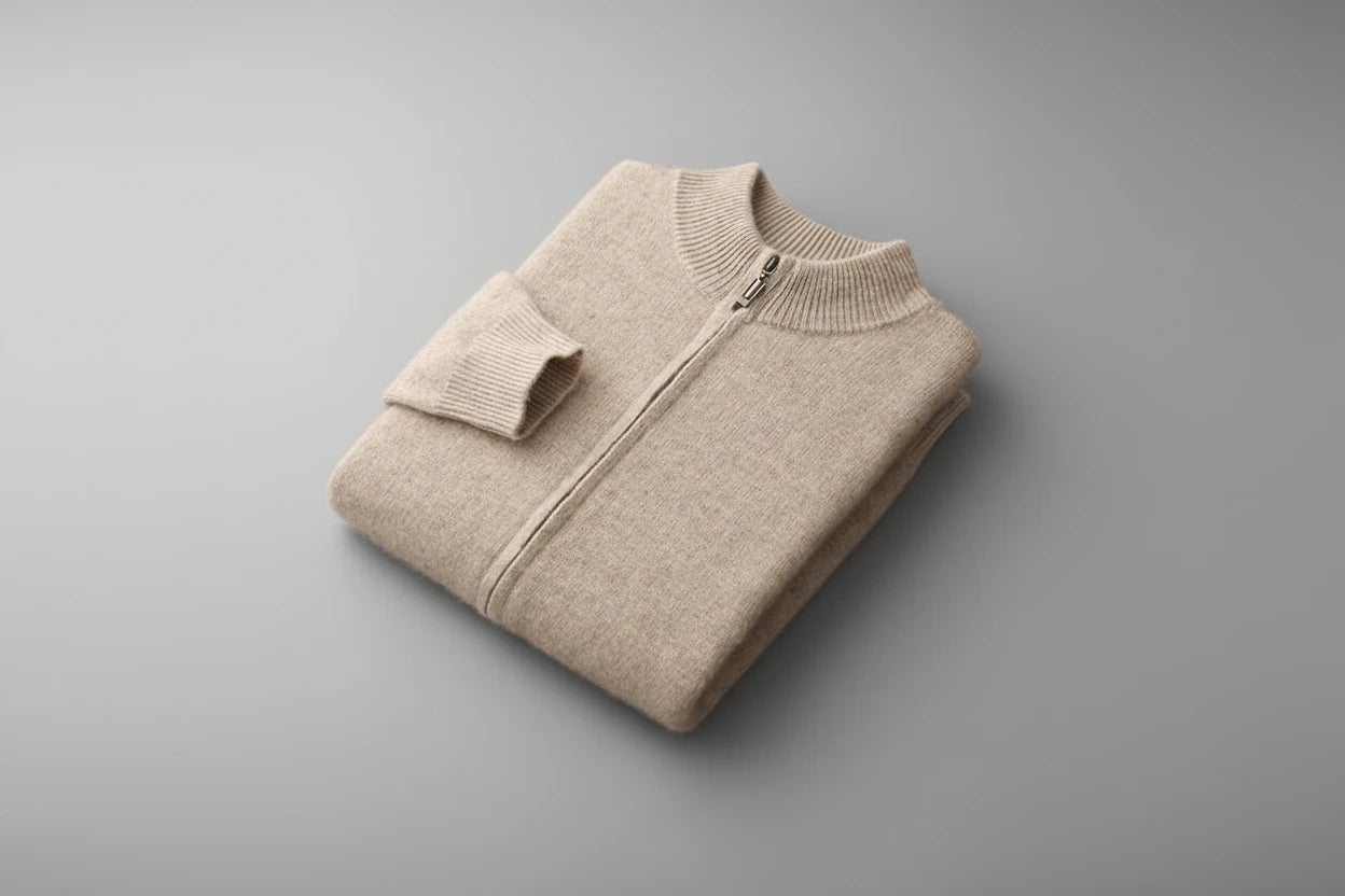 Men's Lightweight Mock Collar Cardigan Zip-Up