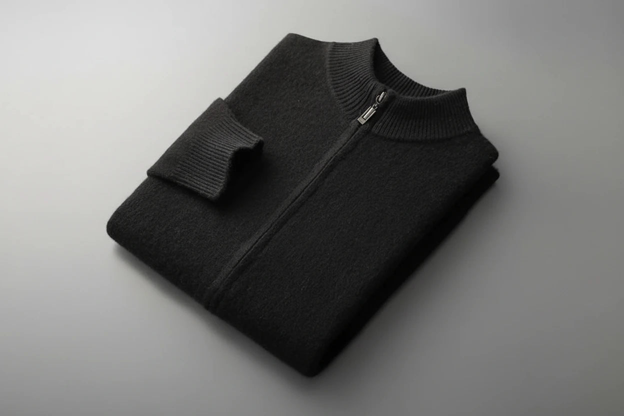 Men's Lightweight Mock Collar Cardigan Zip-Up