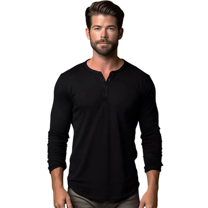 Slim Fit Quarter Button Long Sleeve