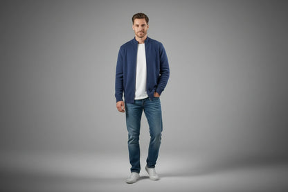 Men's Lightweight Mock Collar Cardigan Zip-Up