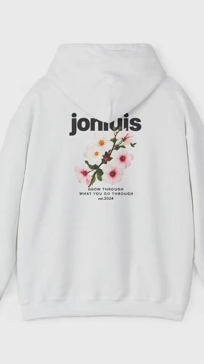Jon Luis "Grow through what you go through" White Hoodie
